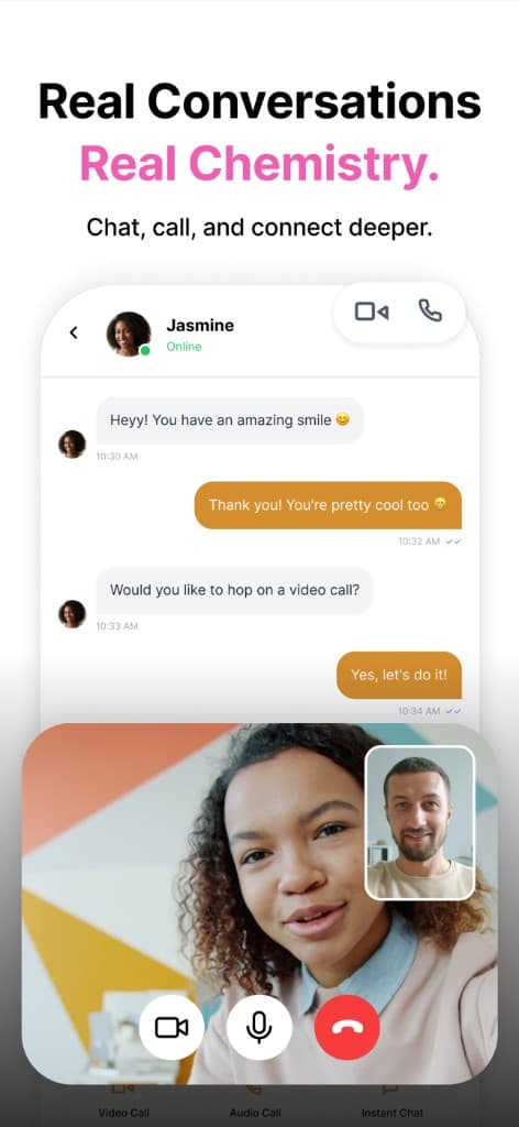 Chat and video call features on Purely Black